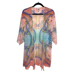 In bloom by jonquil, anthropologie sheer floral robe kimono, intimates, size Sm